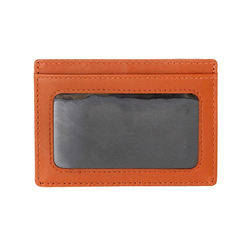 Men's Smooth Nappa Leather Card Holder with RFID Blocking and Window Pocket