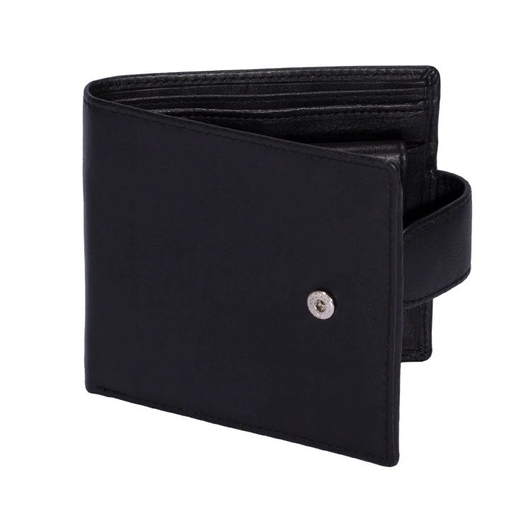 Men's Smooth Nappa Leather Bifold Wallet with RFID Blocking and Coin Purse