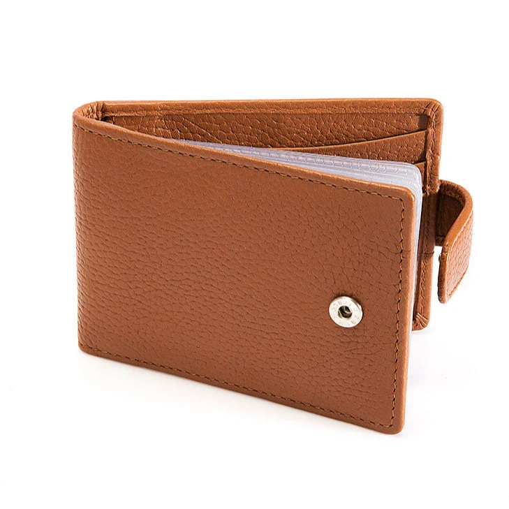 Men's Pebble Grain Leather Card Holder with RFID Blocking and Tab