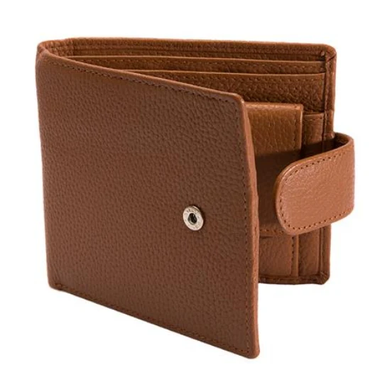 Men's Pebble Grain Leather Bifold Wallet with RFID Blocking and Coin Purse