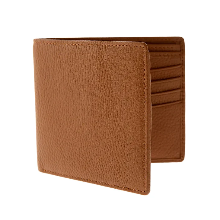 Men's Slim Pebble Grain Leather Bifold Wallet with RFID Blocking