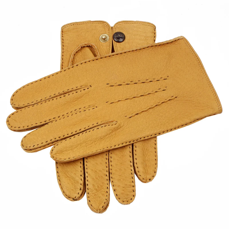 Gants en cuir de pécari à trois points cousus main Heritage pour hommes