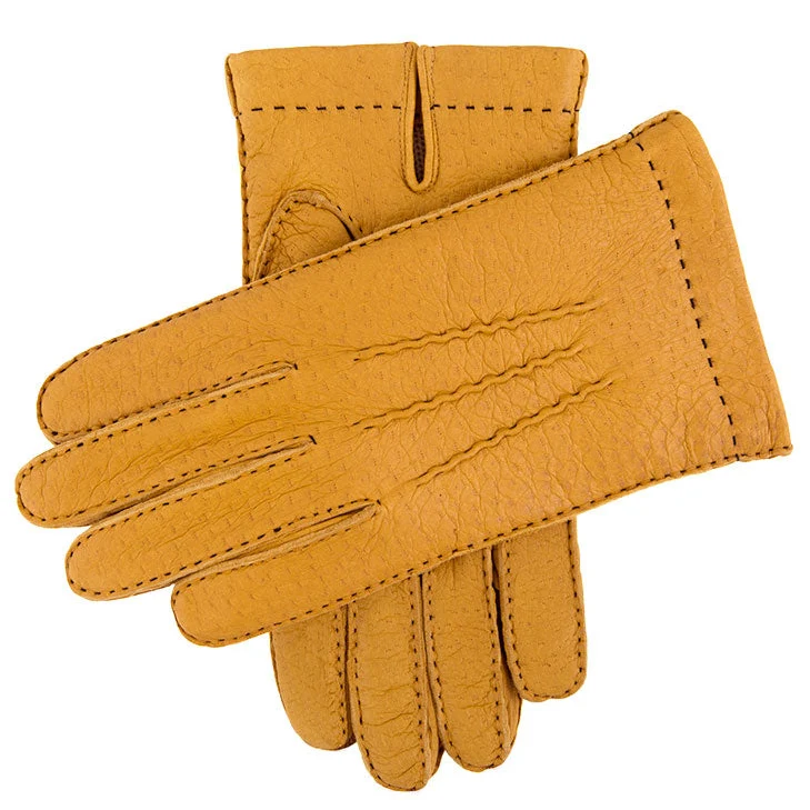 Gants Heritage en cuir de pécari à trois points doublés de cachemire cousus à la main pour hommes