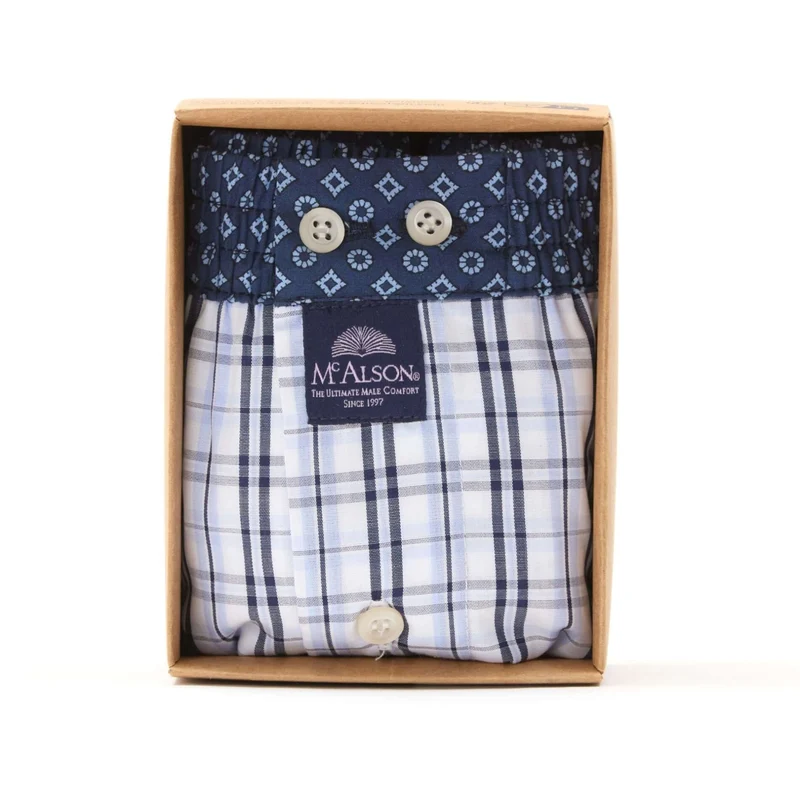 McAlson Boxershort met binnenbroek Checkered navy & light blue M5209
