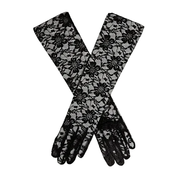 Gants longs en dentelle florale au-dessus du coude pour femmes