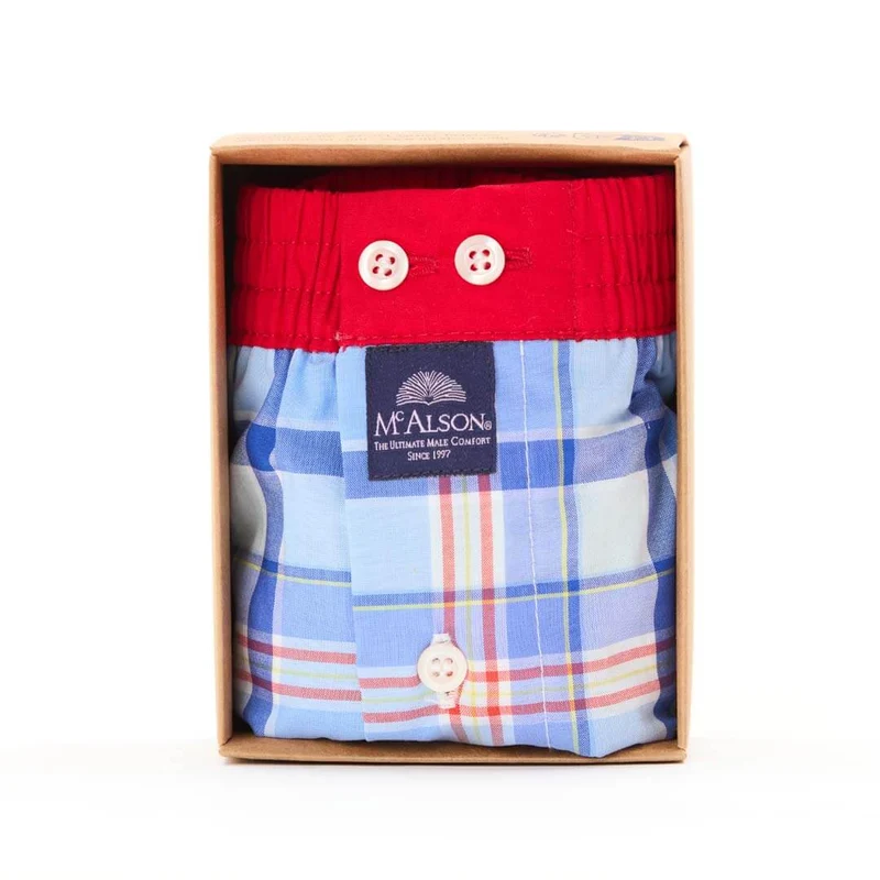 Mc Alson Boxershort met binnenbroek Madras Blue M5330 blauw