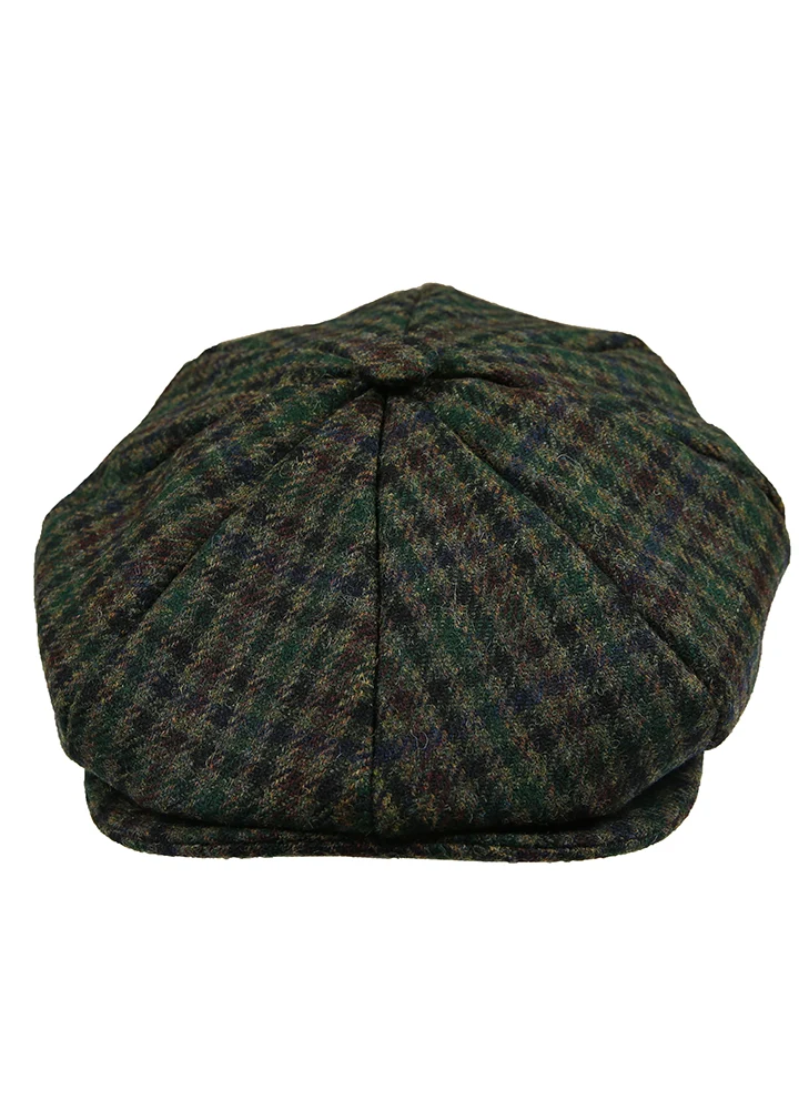 Abraham Moon Tweed Dogtooth Check Newsboy Cap
