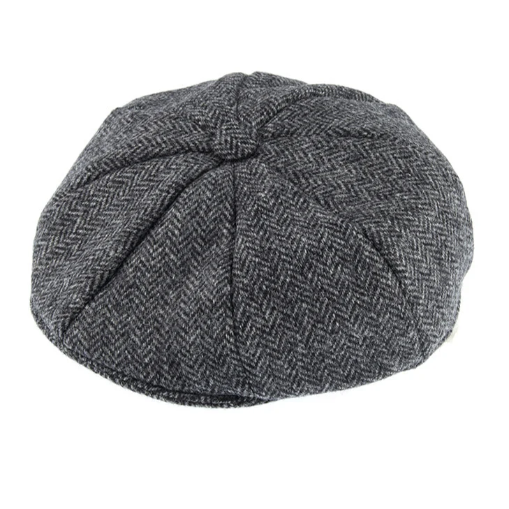 Abraham Moon Herringbone Tweed Newsboy Cap