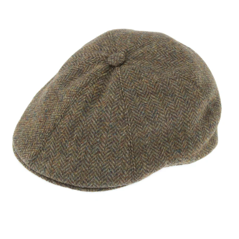 Abraham Moon Herringbone Tweed Driver's Cap