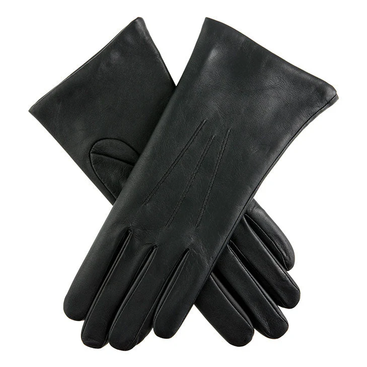 Gants en cuir pour femmes à trois points, doublés en cachemire, doigts plus courts