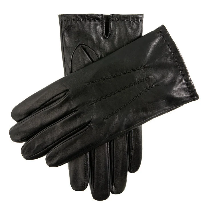 Gants pour hommes en cuir à écran tactile, doublés en polaire à trois points, doigts plus courts