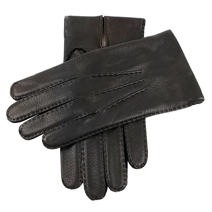 Gants en cuir de daim pour homme, cousus à la main, doublés de cachemire, à trois points