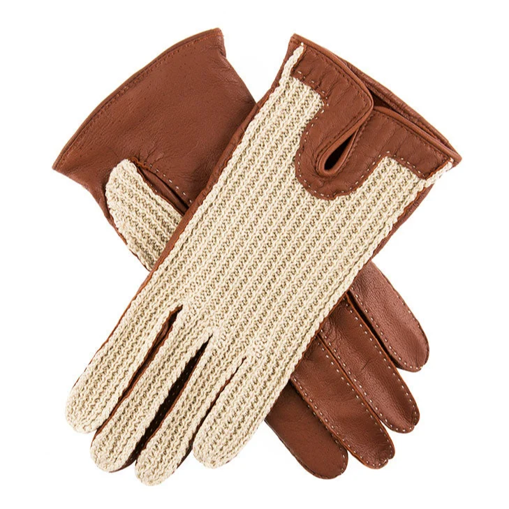 Gants de conduite en cuir imitation pécari cousus à la main pour femmes