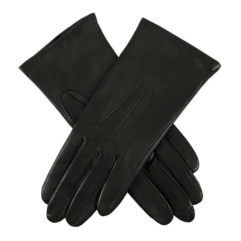 Gants en cuir doublés de cachemire à trois points pour femmes