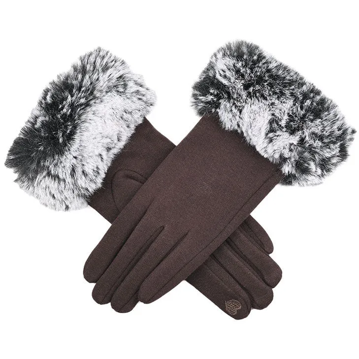 Gants thermiques à écran tactile féminin avec poignets Faux Fur