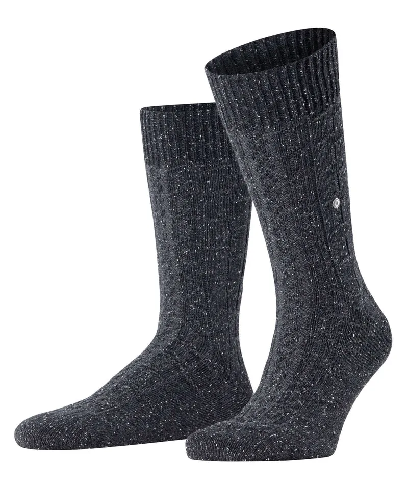 Burlington Kabel Tweed Boot Sokken Heren 24752 3080 anthra.mel