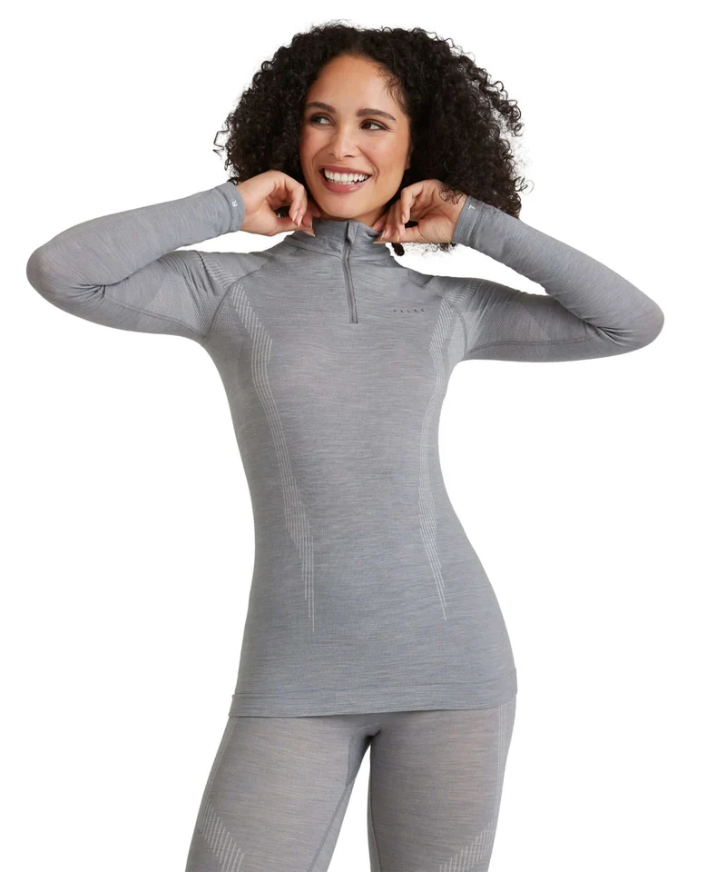 FALKE Zip Shirt Wool Tech Dames 33310 3757 grey-heather