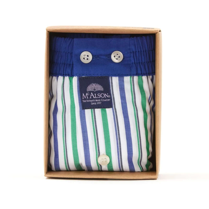 McAlson Boxershort met binnenbroek Stripes green & blue M5202