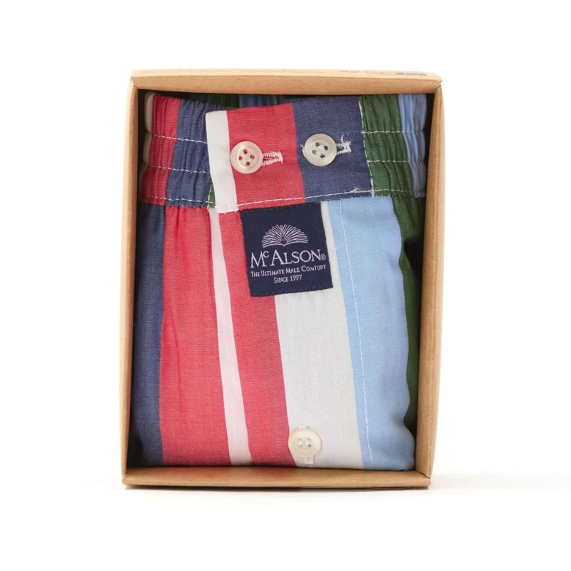 McAlson Boxershort met binnenbroek Stripes lightblue-red-green M5226