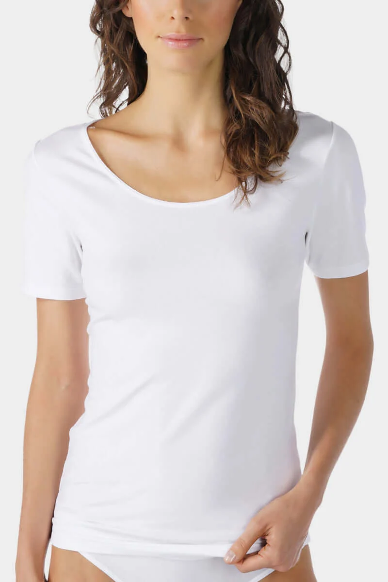 Mey Shirt Korte Mouw Cotton Pure Dames 26500 1 weiss