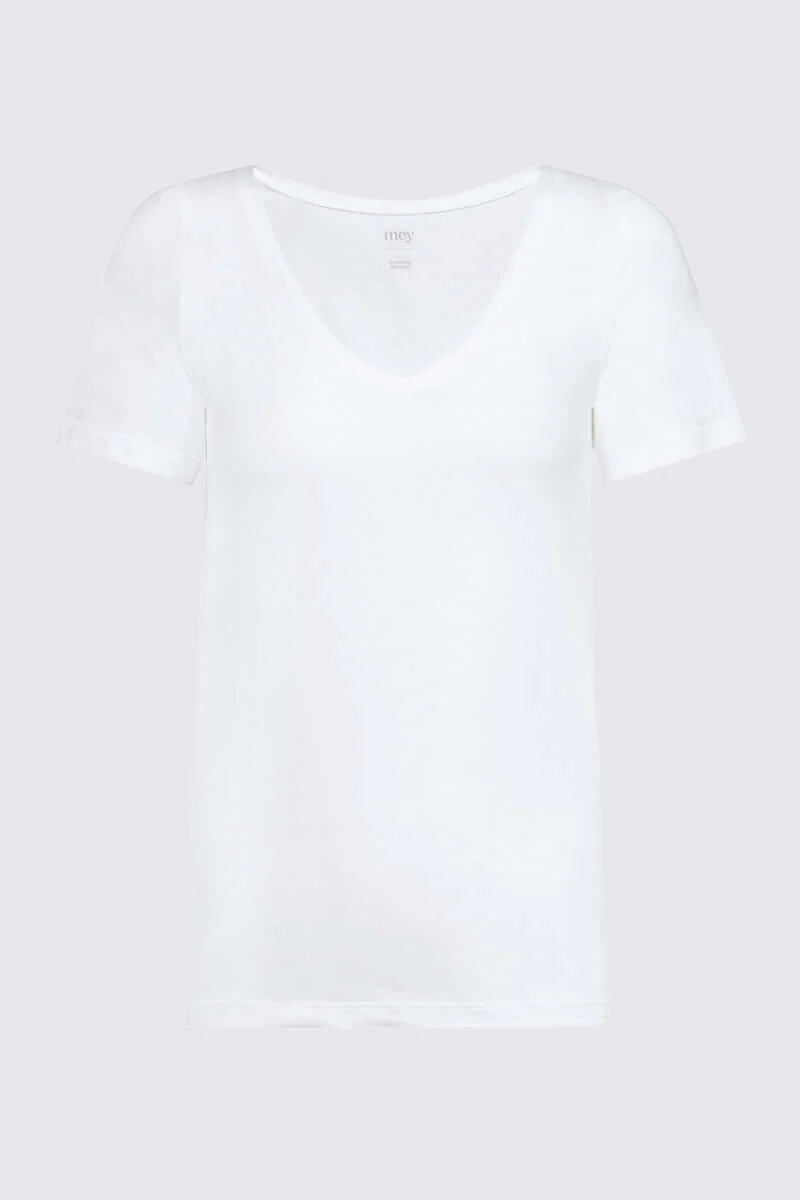 Mey Shirt Korte Mouw V hals Organic Dames 26816 1 weiss