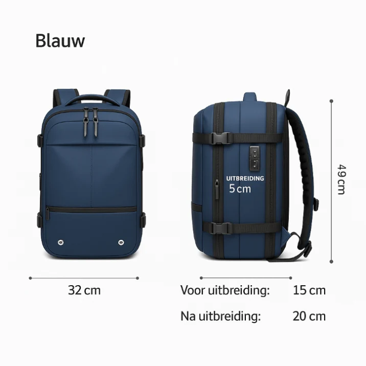 VINQ Vacuüm Rugzak met Draadloze Pomp Blauw VQ2521