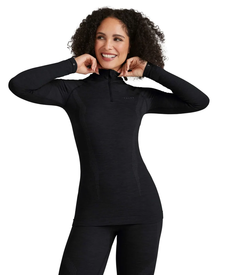 FALKE Zip Shirt Wool Tech Dames 33310 3000 black