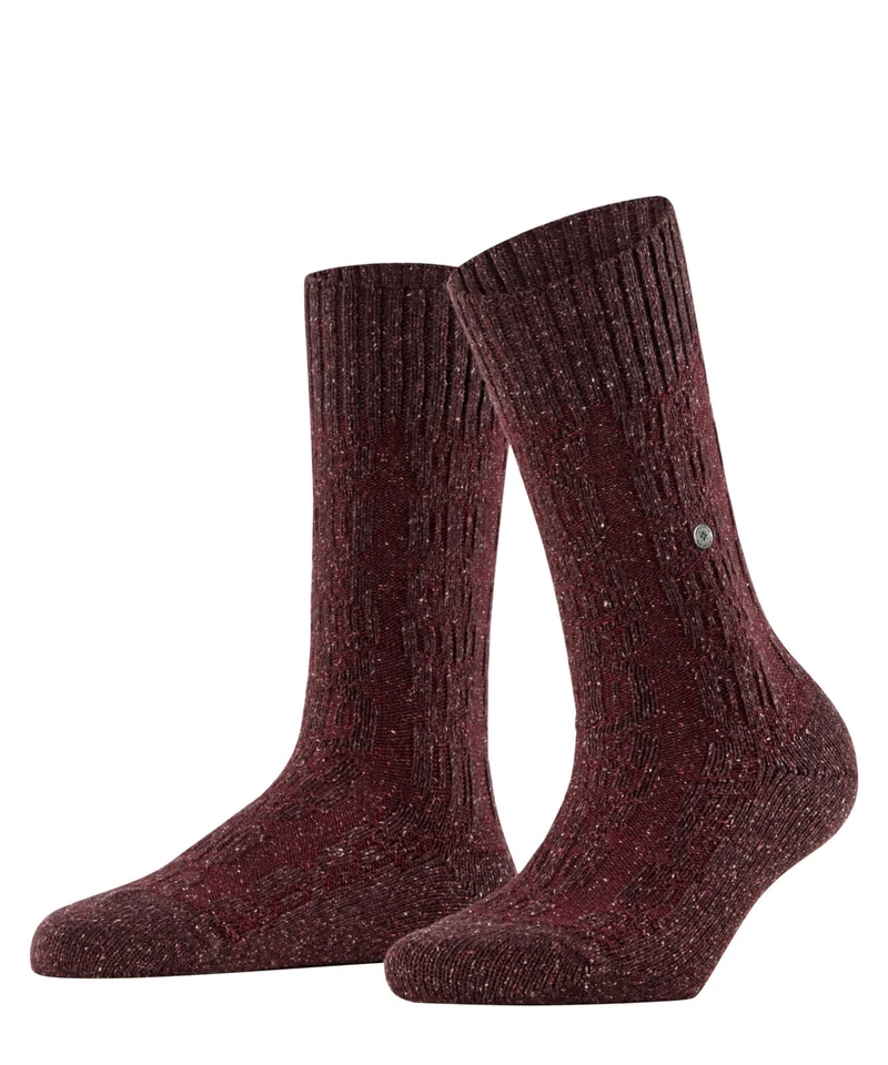 Burlington Kabel Tweed Boot Sokken Dames 27188 8546 winetasting