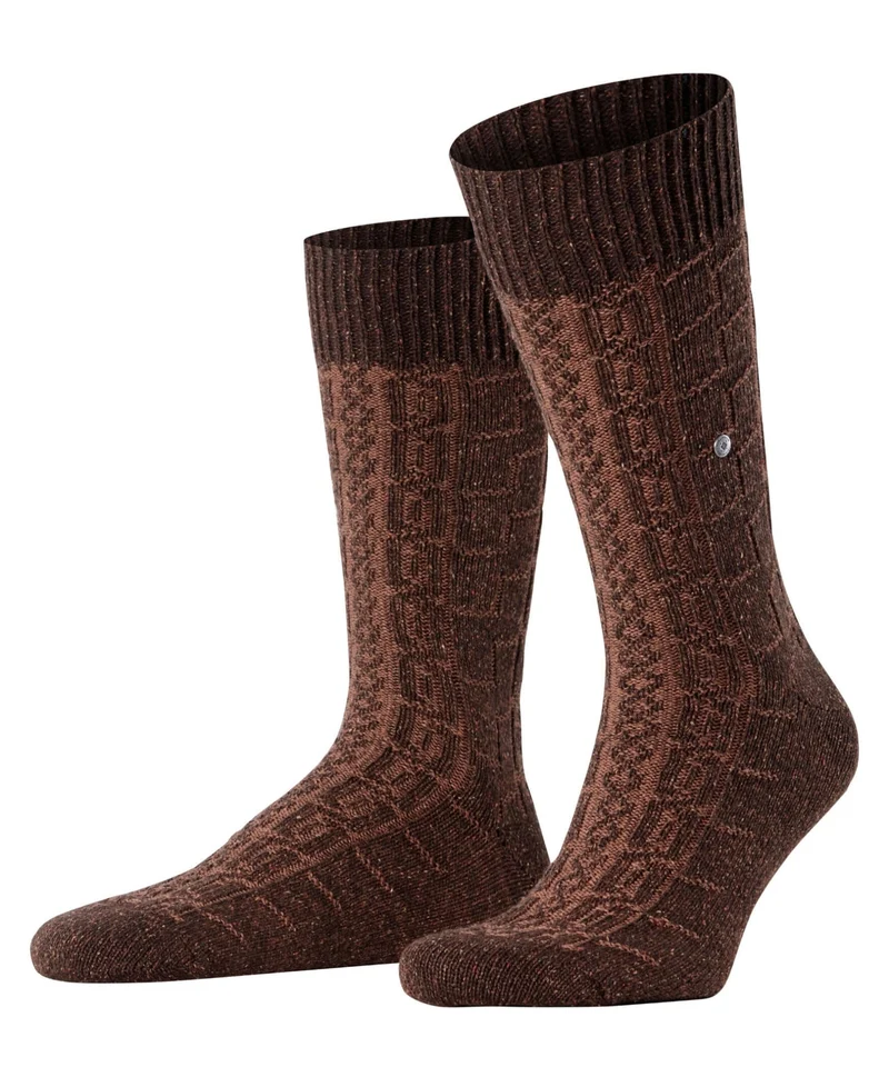 Burlington Kabel Tweed Boot Sokken Heren 24752 5880 autumn mel