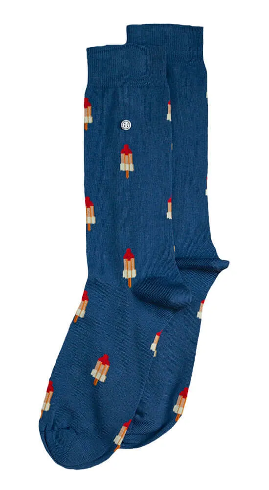 Alfredo Gonzales Raketjes Sokken AG-Sk-RAK-01 113 Light Blue/Red