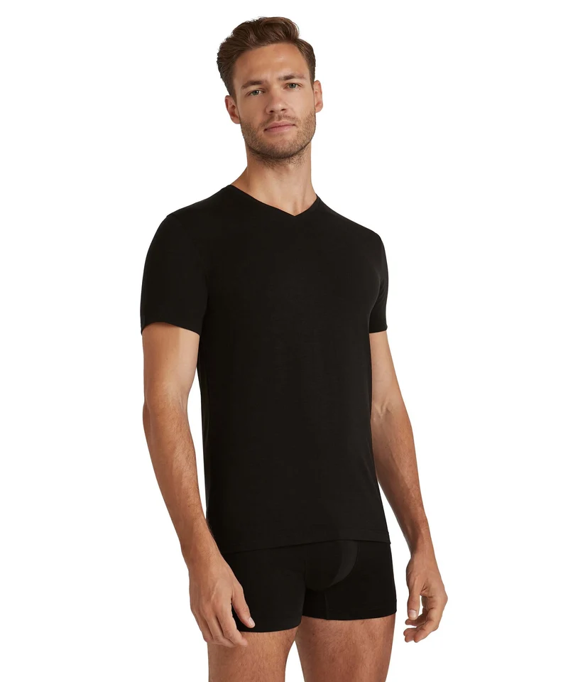 FALKE T-Shirt V-Hals Daily Climawool Heren 68042 3000 black