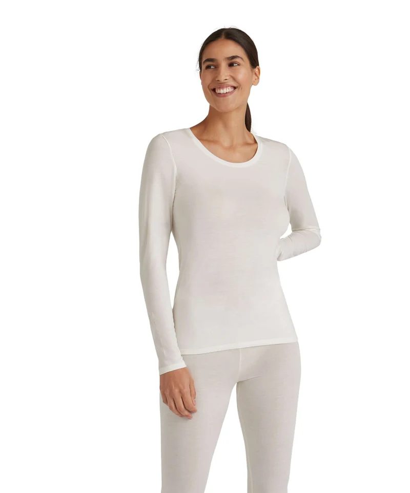 FALKE Shirt Lange Mouw Daily Climawool Dames 69055 2040 off-white