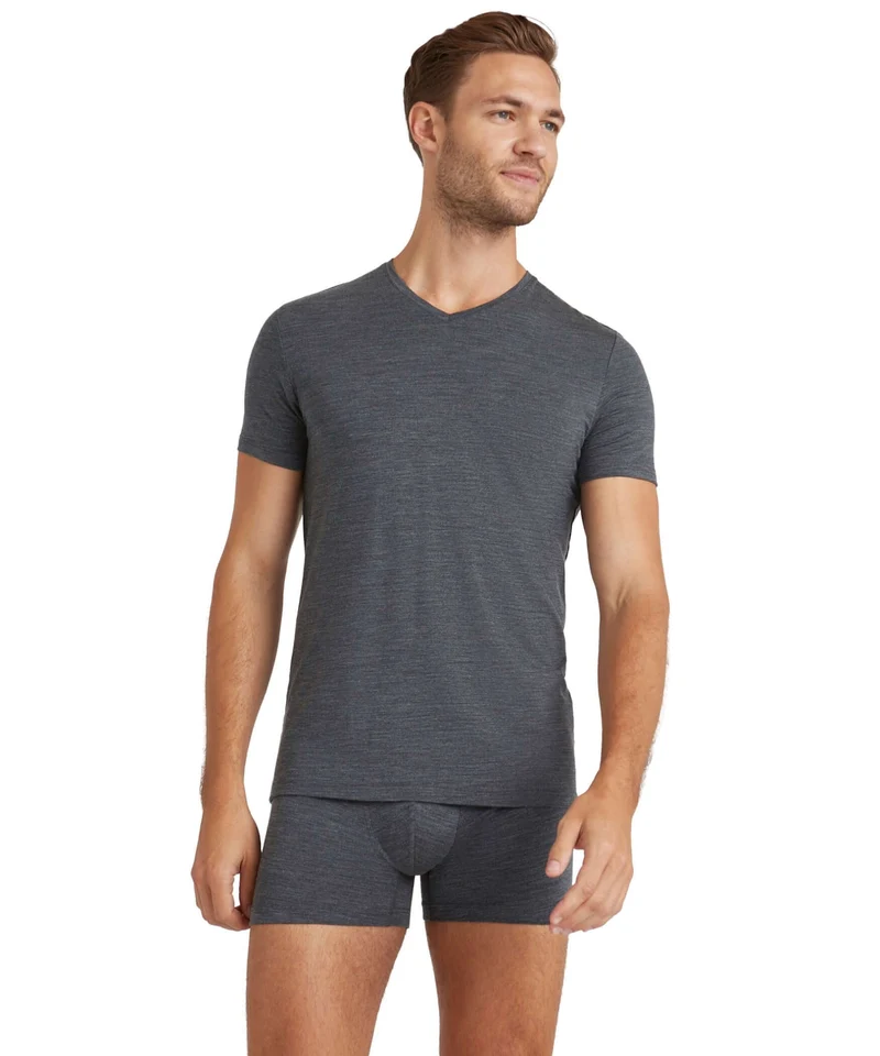 FALKE T-Shirt V-Hals Daily Climawool Heren 68042 3278 dark grey -heather