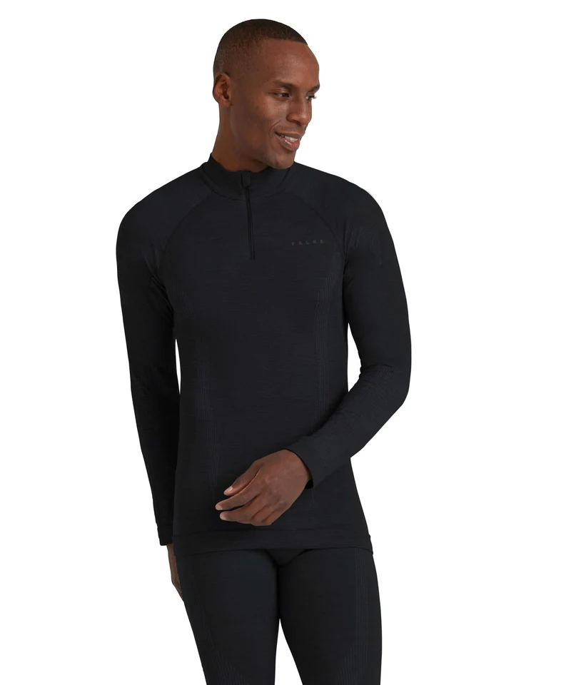 FALKE Zip Shirt Wool Tech Heren 33480 3000 black