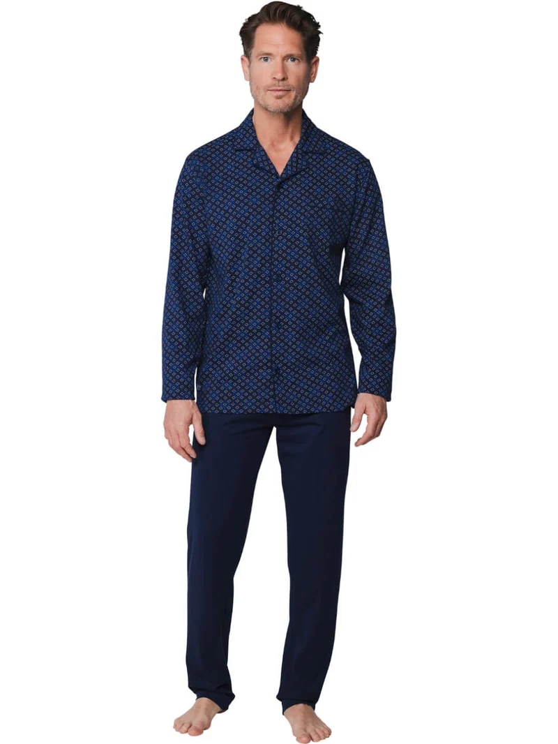 Pastunette Tweedelige Doorknoop Pyjama Heren 122199-510-2 520 Dark Blue