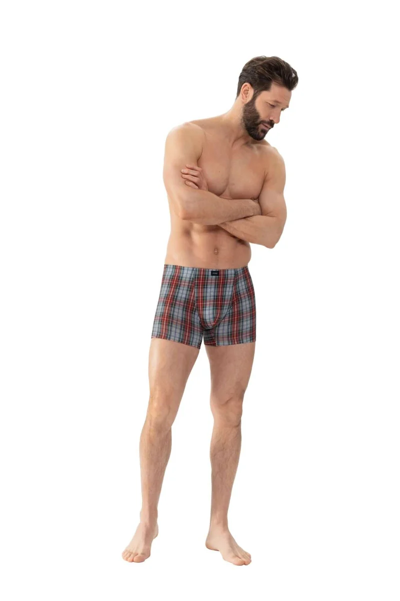 Mey Long Short Checkered Pattern Heren 2120048 620 light grey melange