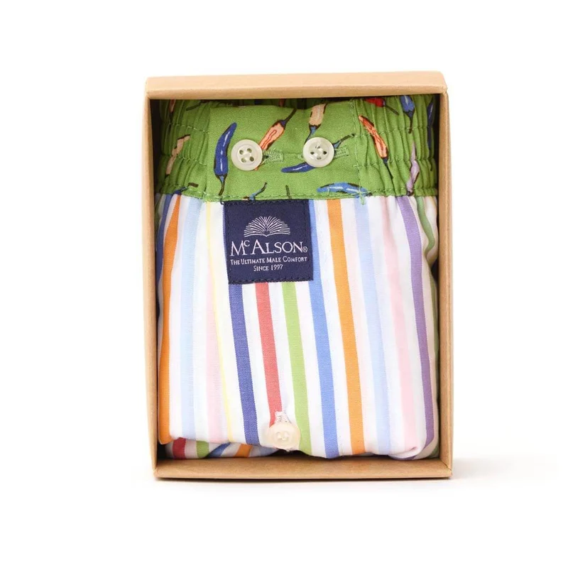 McAlson Boxershort met binnenbroek Striped Green & Blue M5116