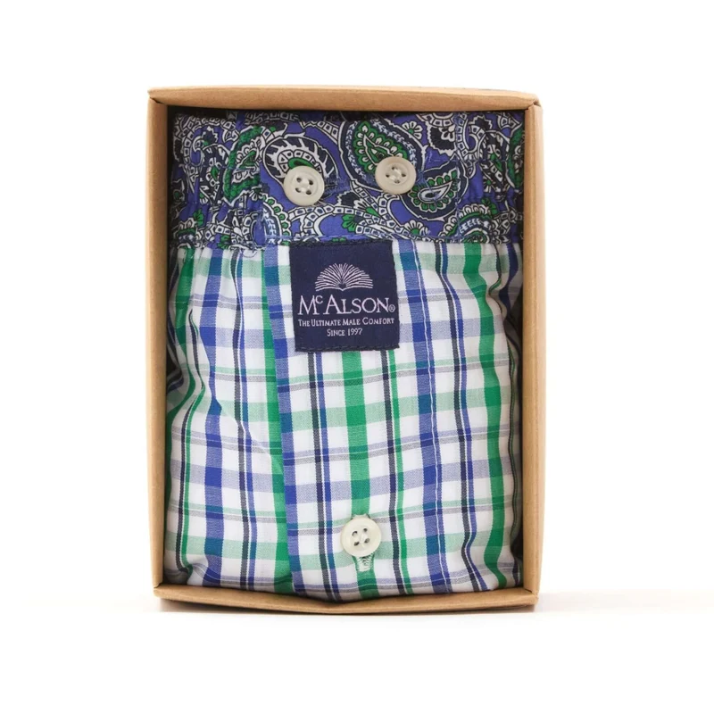McAlson Boxershort met binnenbroek Checkered green & blue M5203
