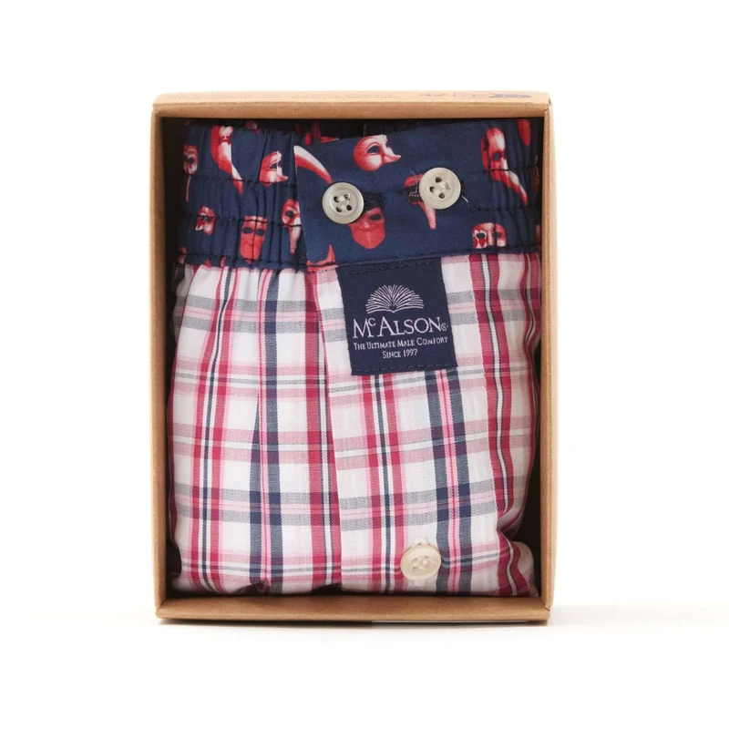 McAlson Boxershort met binnenbroek Checkered red & navy M5204