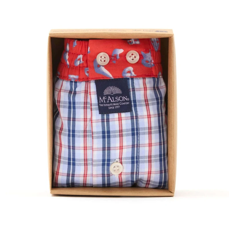 McAlson Boxershort met binnenbroek Checkered lightblue-navy-red M5207