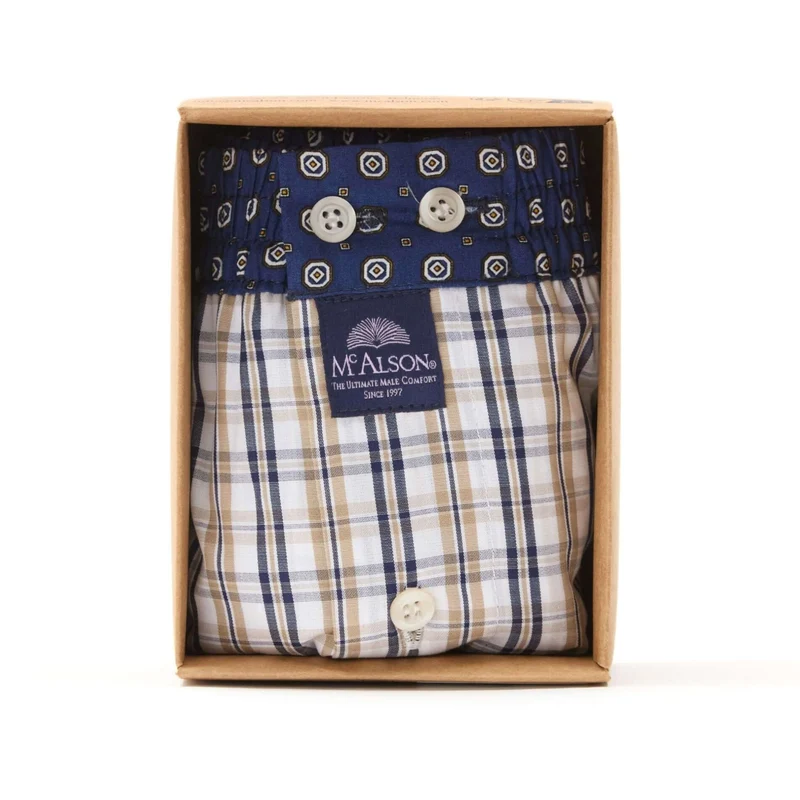 McAlson Boxershort met binnenbroek Checkered navy & khaki M5211