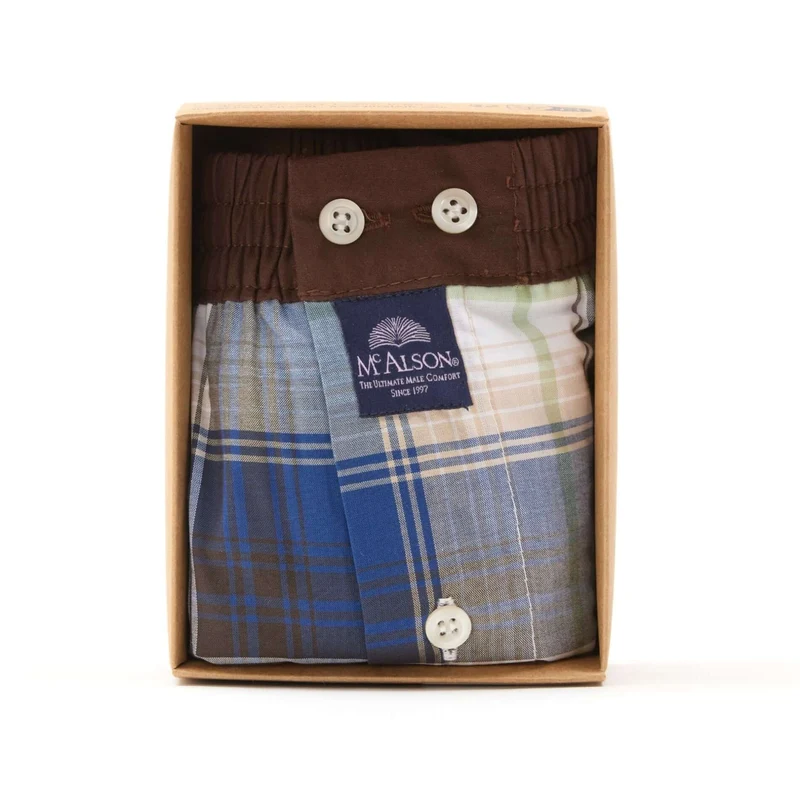 McAlson Boxershort met binnenbroek Madras navy, green & brown M5233