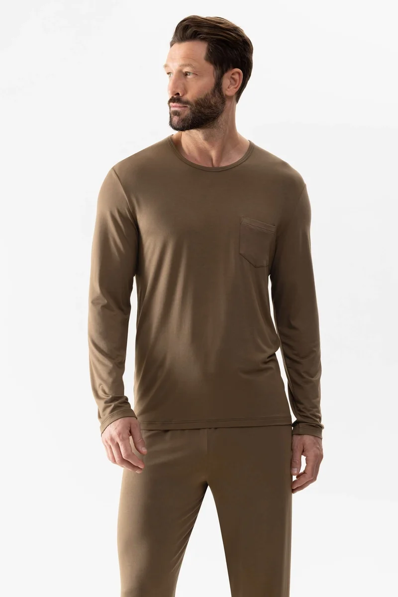 Mey T-Shirt Jefferson Lange Mouw Heren 65640 828 Mahagoni