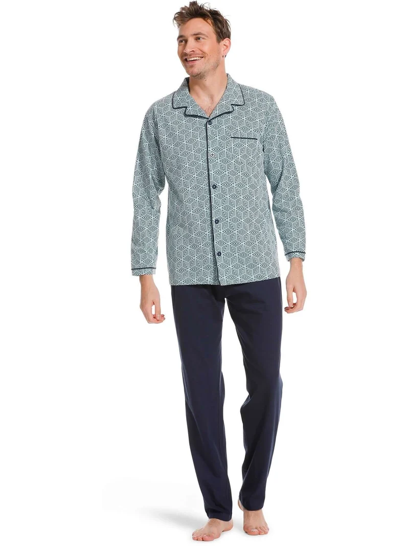 Pastunette Tweedelige Doorknoop Pyjama Heren 23222-600-6 710 green