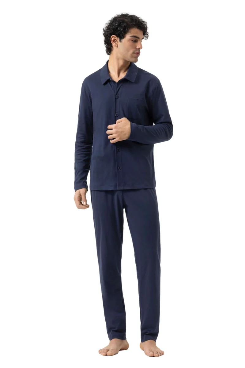 Mey Tweedelige Doorknoop Pyjama Pure Night Heren 2240069 668 yacht blue