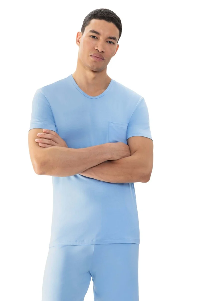 Mey Lounge Shirt korte mouw Jefferson Heren 65630 1252 blue haze