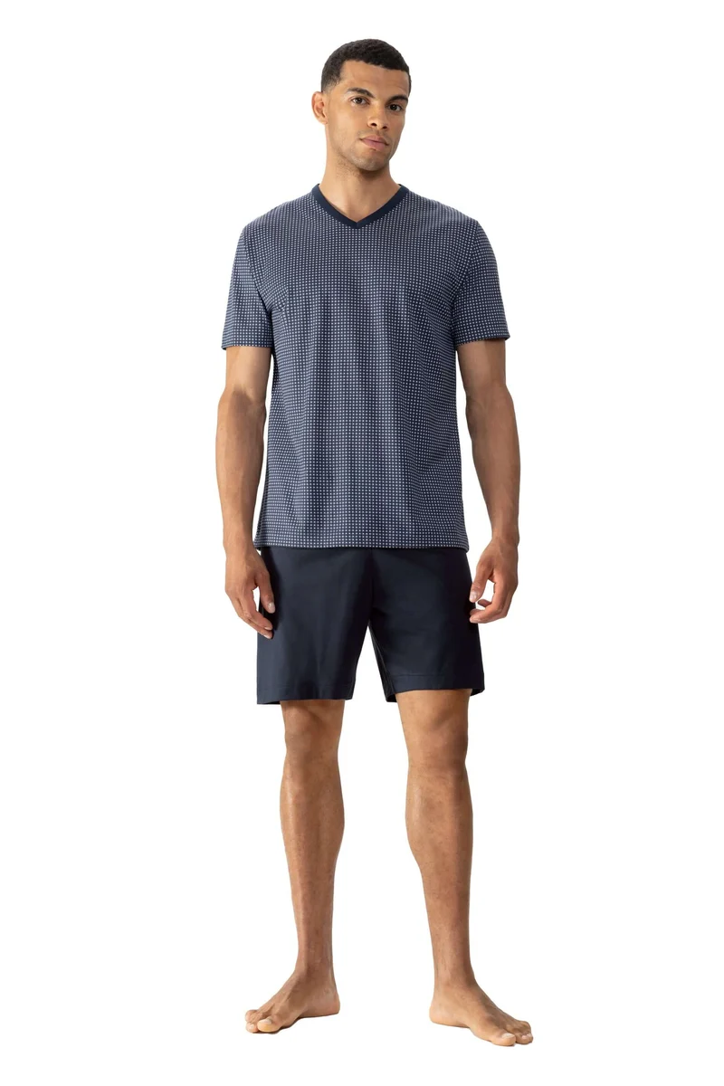 Mey Tweedelige Korte Pyjama Blue Grid Heren 33061 668 yacht blue