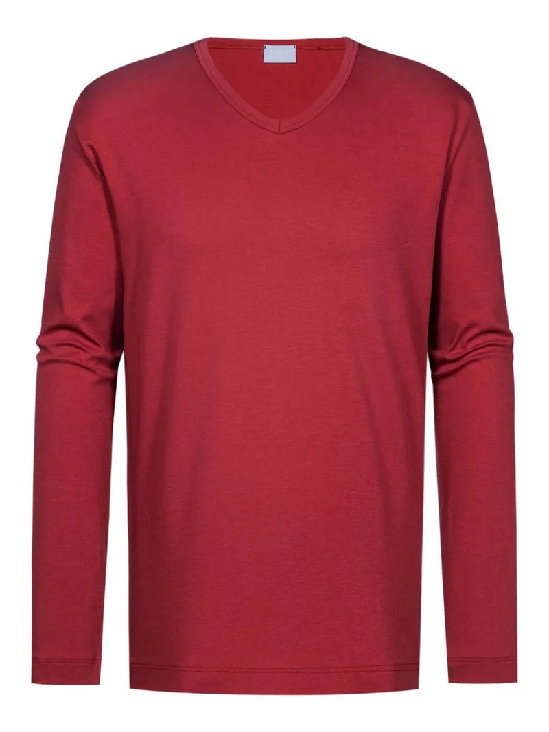 Mey Shirt Lange Mouw Solid Night Heren 30125 827 terra red