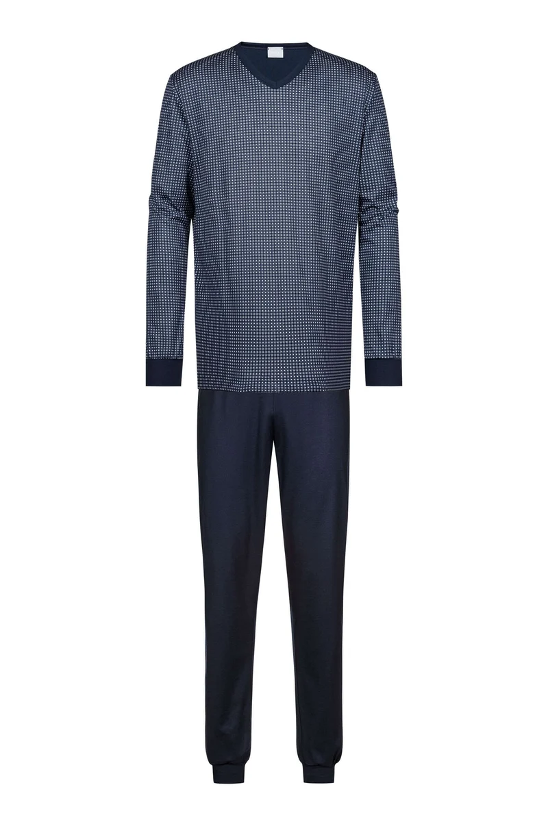 Mey Tweedelige Pyjama Blue Grid Heren 34071 668 yacht blue