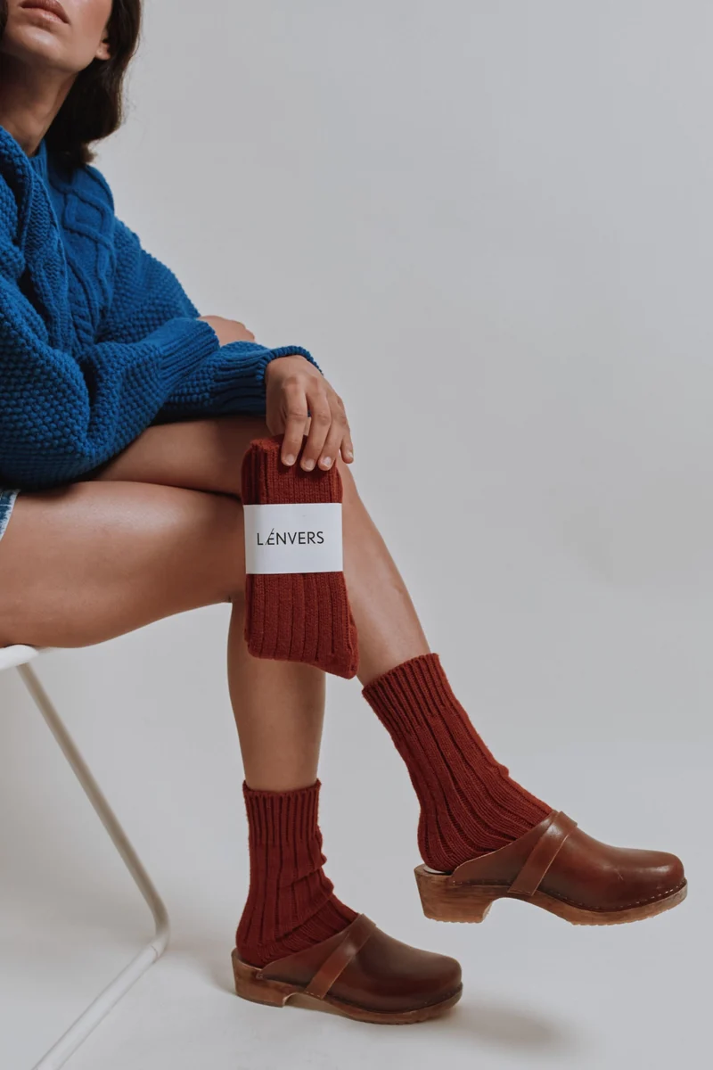 BERTHE Wool socks - Rust Red